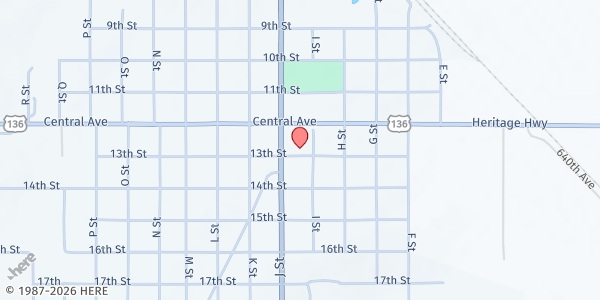 Map showing Project Response at 908 13th St., Auburn, NE