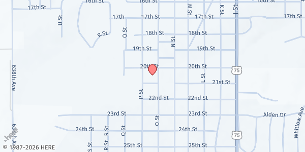 Map showing St. Paul Lutheran Church at 2012 O St, Auburn, NE