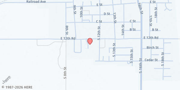 Map showing United Methodist Church at 1104 A St, Aurora, NE