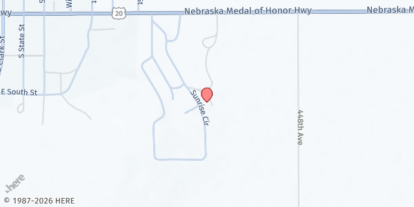 Map showing St Peter Lutheran Church at 620 Sunrise Cir, Bassett, NE