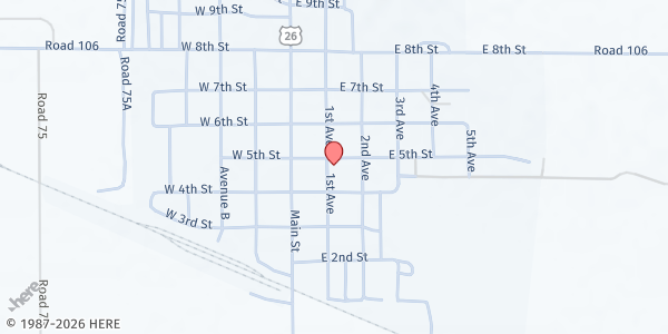 Map showing Assembly of God Church at 434 1st Ave, Bayard, NE