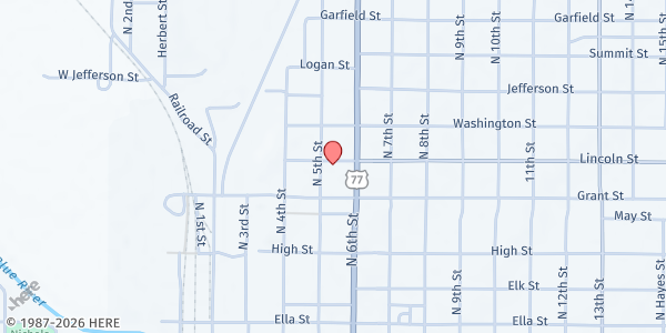Map showing Christ Church Parish Hall at 524 N. 5th St., Beatrice, NE