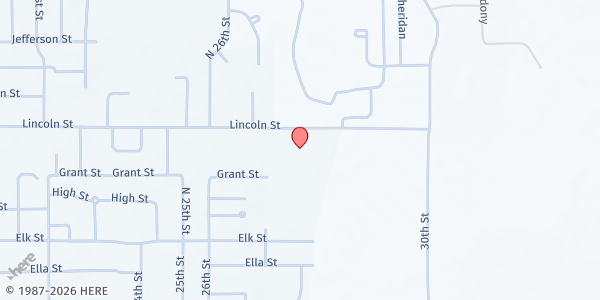 Map showing Christ Community Church at 2727 Lincoln St, Beatrice, NE