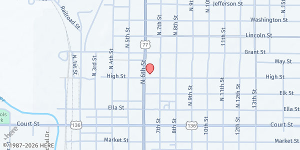 Map showing Saint Joseph's Catholic Church Beatrice at 612 High St, Beatrice, NE