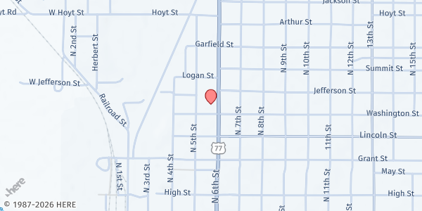 Map showing St John Lutheran Church at 701 N 6th St, Beatrice, NE