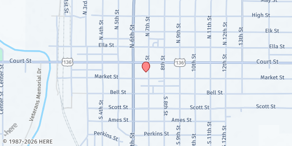 Map showing The Salvation Army of Beatrice at 624 Market Street, Beatrice, NE