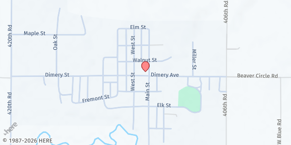Map showing Food Bank of Lincoln at Hope Center at 816 Dimery Ave, Beaver Crossing, NE