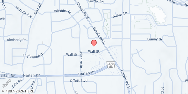 Map showing City of Bellevue Department of Human Services at 1500 Wall St., Bellevue, NE