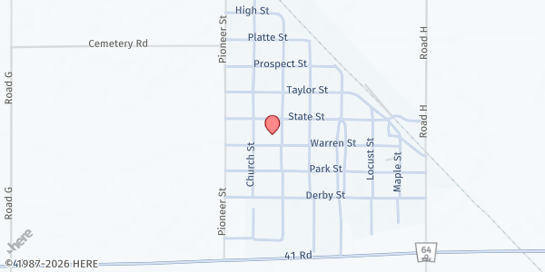 Map showing Bellwood United Methodist Church at 606 Warren St, Bellwood, NE