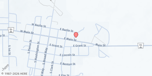 Map showing First Trinity Lutheran Church at 402 E Main St, Bloomfield, NE