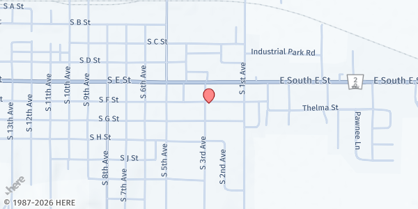 Map showing Assembly of God Church at 606 3rd Ave, Broken Bow, NE