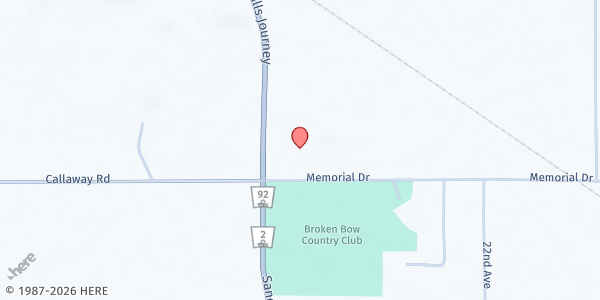 Map showing Berean Bible Church at 2419 Memorial Dr, Broken Bow, NE