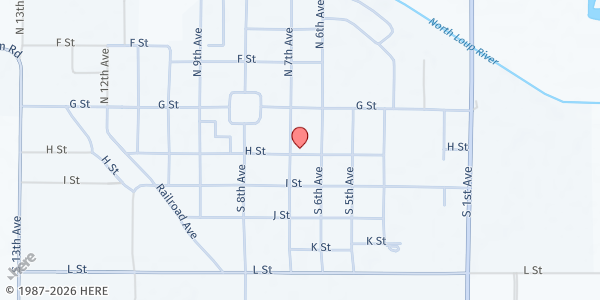 Map showing First Congregational Church at 657 H St, Burwell, NE