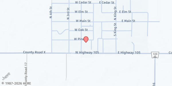 Map showing St. Matthews Lutheran Church at 300 S 2nd St, Cedar Bluffs, NE