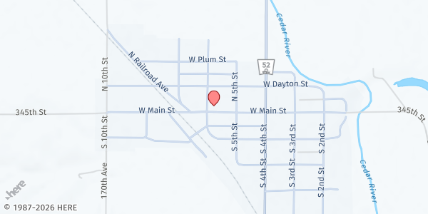 Map showing St. Anthony's Catholic Church at 508 W Main St, Cedar Rapids, NE