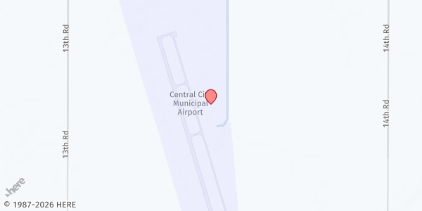 Map showing Central City Airport at 1346 Ormsby Rd, Central City, NE