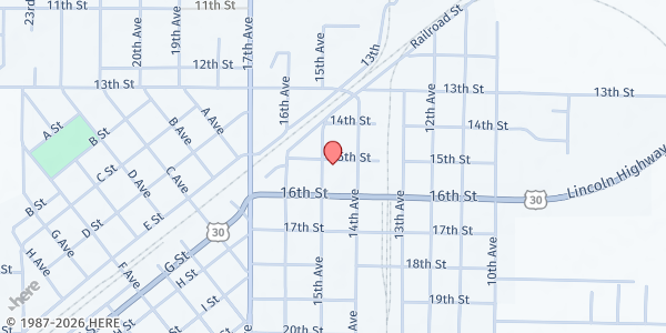 Map showing Christ Church Episcopal at 1400-1498 15th St, Central City, NE