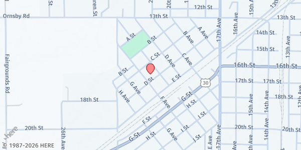Map showing Community Bible Church at 403 F Ave, Central City, NE