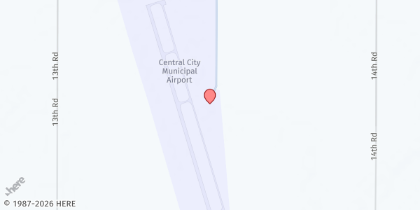 Map showing United Methodist Church Mobile Pantry - Central City Airport at 1346 Ormsby Road, Central City, NE