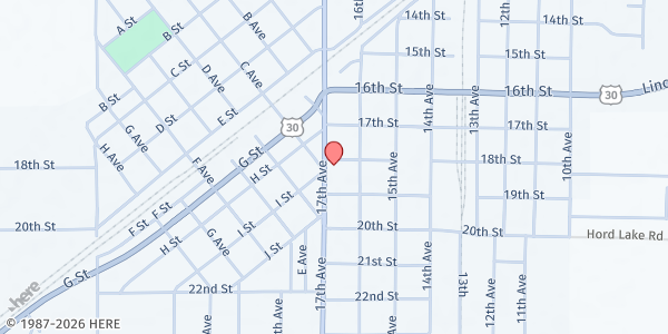 Map showing United Presbyterian Church at 1801 17th Ave, Central City, NE