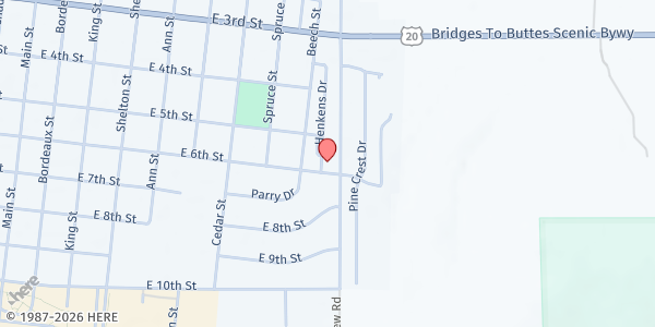 Map showing Chadron Christian Church at 998 E 6th St, Chadron, NE