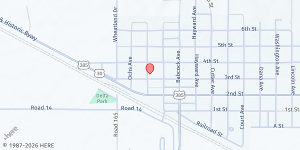 Map showing Solid Rock Bible Church - Chappell Food Pantry at 602 3rd St, Chappell, NE
