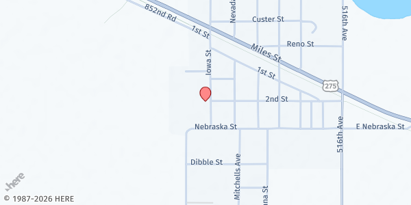 Map showing Concordia Lutheran Church at 601 Iowa St, Clearwater, NE