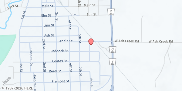 Map showing Christ Community Church at 710 6th St, Crawford, NE