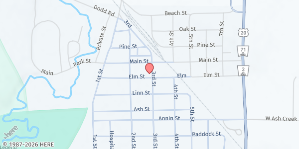 Map showing Crawford United Methodist Church at 238 Elm St, Crawford, NE