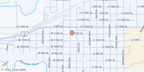 Map showing Blue Valley Community Action-Crete at 1122 Main Avenue, Crete, NE