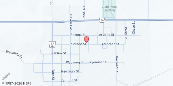 Map showing St Johns Lutheran Church at 712 Colorado St, Culbertson, NE