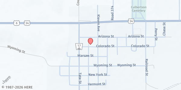 Map showing United Methodist Church at 502 Colorado St, Culbertson, NE