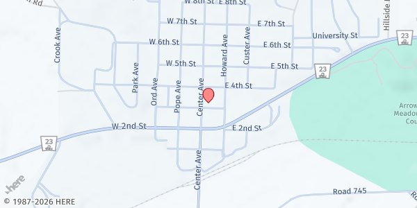 Map showing Frontier County Food Pantry at 310 Center Ave, Curtis, NE