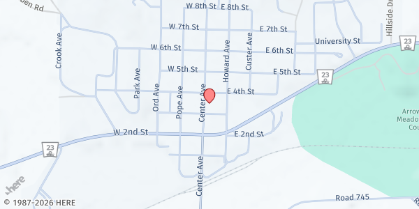 Map showing Frontier County Food Pantry at 310 Center Ave., Curtis, NE