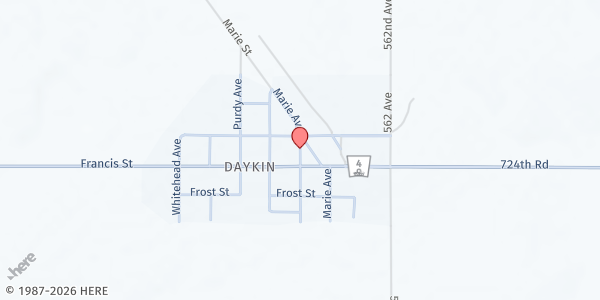 Map showing Daykin United Methodist Church at NE-4, Daykin, NE