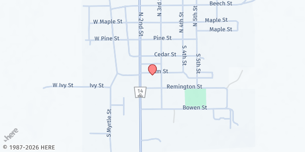 Map showing St. Boniface Catholic Church at 301 S 2nd St, Elgin, NE