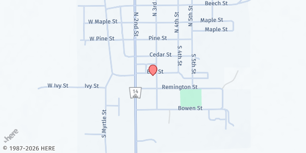 Map showing St. Boniface Parish Office at 302 S 2nd St, Elgin, NE