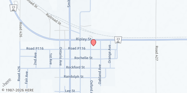 Map showing Gosper County Food Pantry at 601 Rush St, Elwood, NE