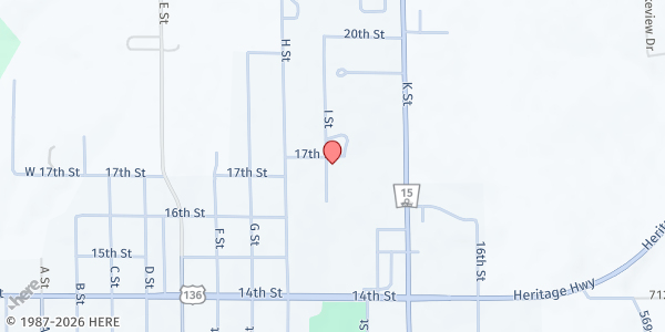 Map showing Faith Lutheran Church at 1630 I St, Fairbury, NE