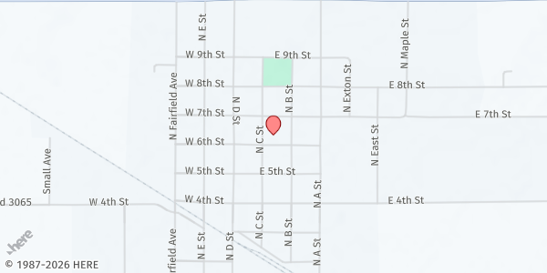 Map showing Fairfield Community Food Pantry at 205 E 6th St, Fairfield, NE