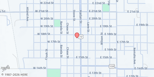 Map showing Southeast Nebraska Community Action-Falls City at 1700 Stone Street, Suite #103, Falls City, NE