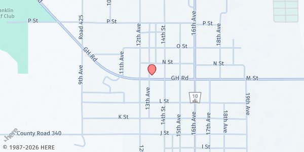 Map showing First United Methodist Church at 1302 M St, Franklin, NE