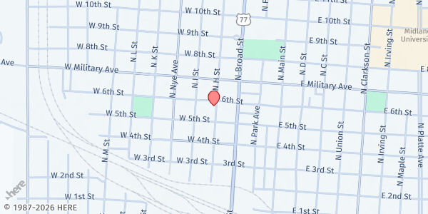 Map showing Care Corps LifeHouse's Food Pantry at 549 N H St, Fremont, NE