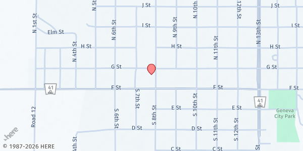 Map showing Blue Valley Community Action-Geneva at 130 S 8th St, Geneva, NE