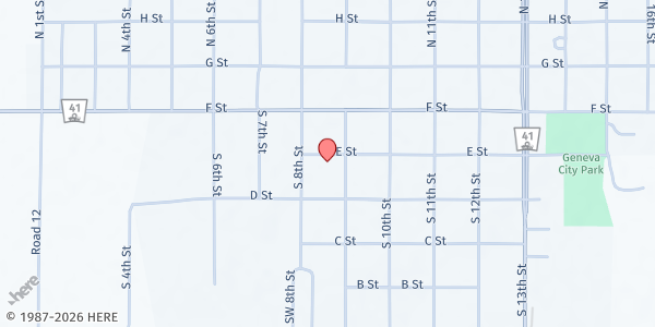 Map showing Saint Joseph Catholic Church Geneva at 831 E St, Geneva, NE