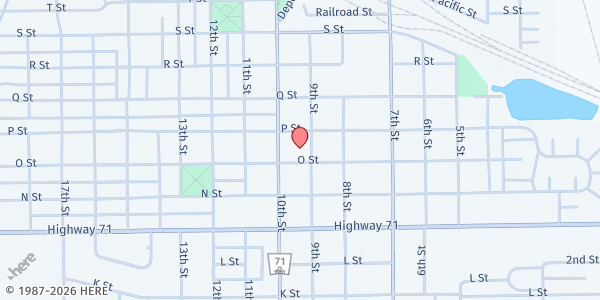Map showing Gering United Methodist Church at 900 O St, Gering, NE