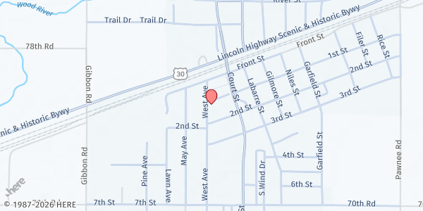 Map showing Gibbon Free Pantry at 715 Front St, Gibbon, NE