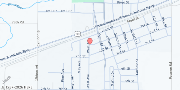 Map showing Gibbon Free Pantry at 1021 1st St., Gibbon, NE