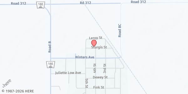 Map showing Here to Help Food Pantry at 403 Sturgis St, Glenvil, NE