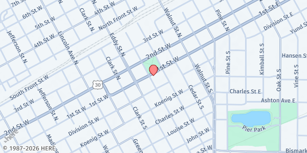Map showing Hope Harbor Food Pantry at 615 W 1st St, Grand Island, NE